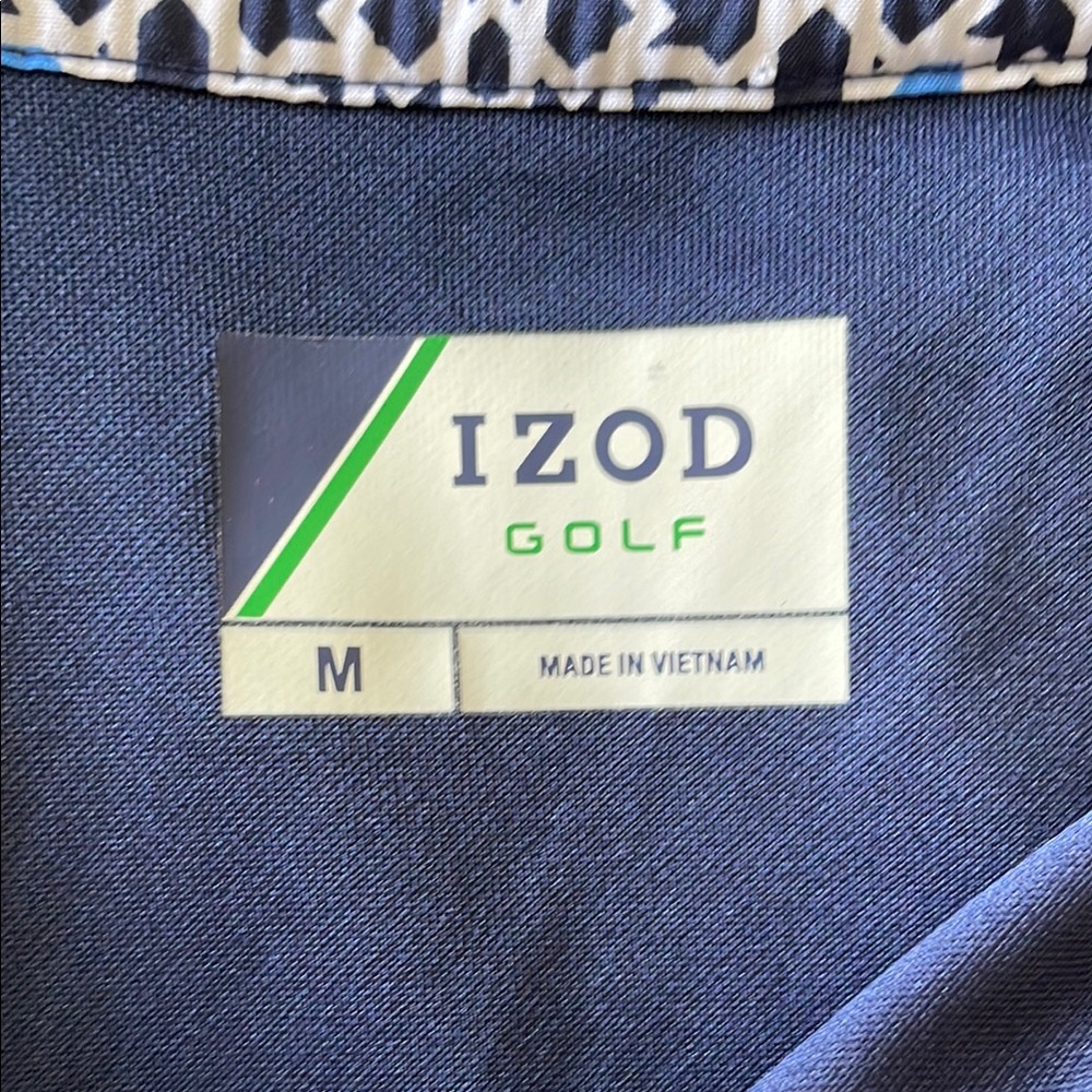IZOD GOLF Sleeveless Shirt Blue Popover Shirt Collar V Neck Medium - Picture 7 of 9